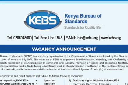 KEBS Recruitment Portal 2024 | www.kebs.org